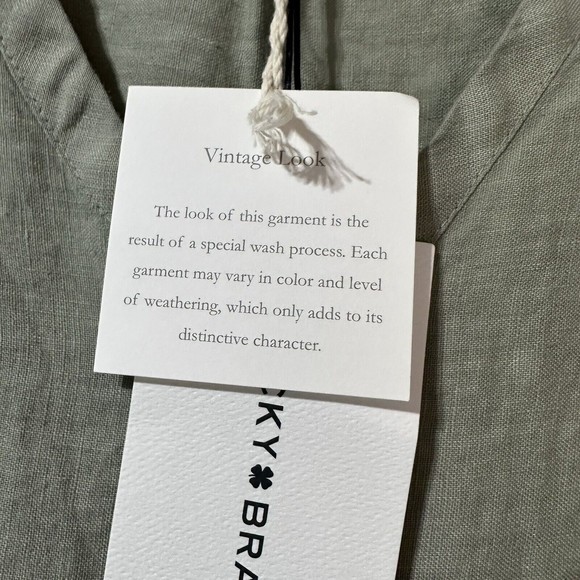 Lucky Brand Dress V-Neck sleeveless Tiered 100% Linen Size 1X Crochet Trim NWT - Picture 3 of 8